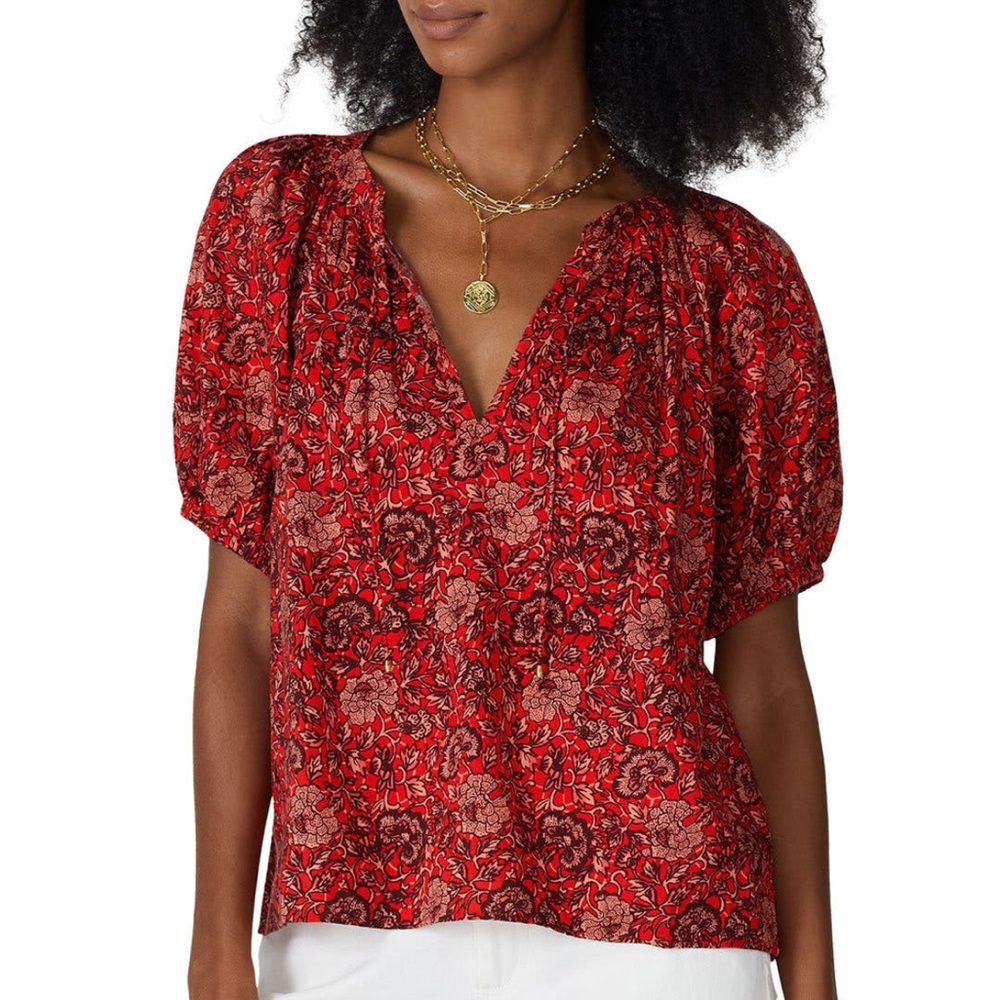 •Ulla Johnson• red floral blouse